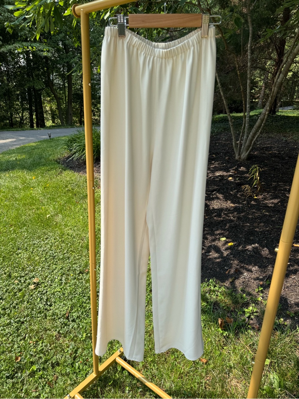 Women's Cream Elastic Waist Pants